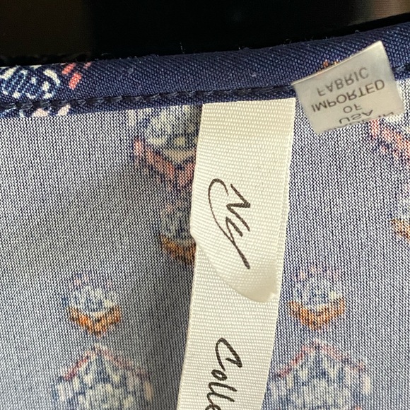 NY Collection 3/4 Sleeve Boho Asymmetrical Hem Tunic Top. Size Large - Picture 5 of 7